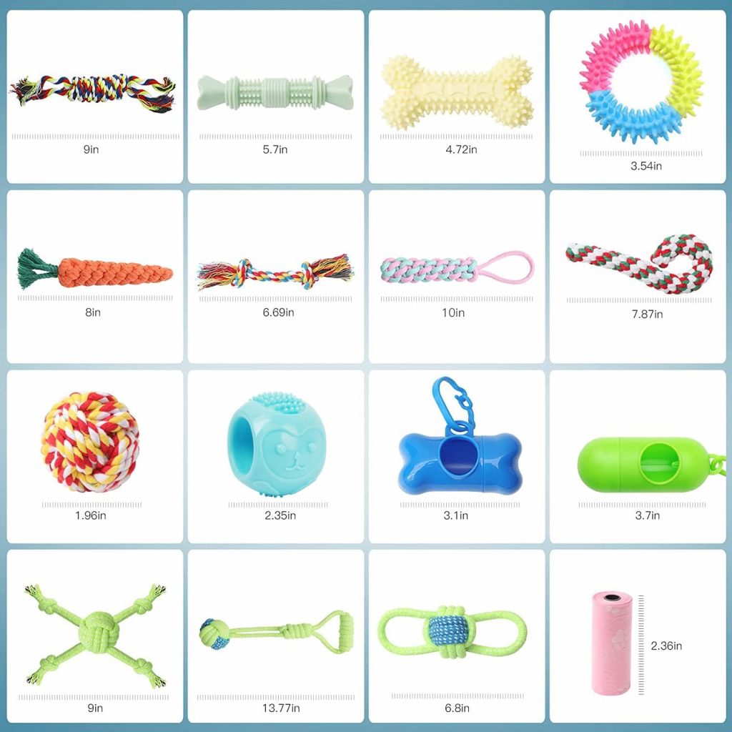 Dog Chew Toys 20 Pack Indestructible Pet Interactive Tug of War Rope Toys for Puppies Chewers, Small Dogs Durable Squeaky Toys for Boredom Chew Teething