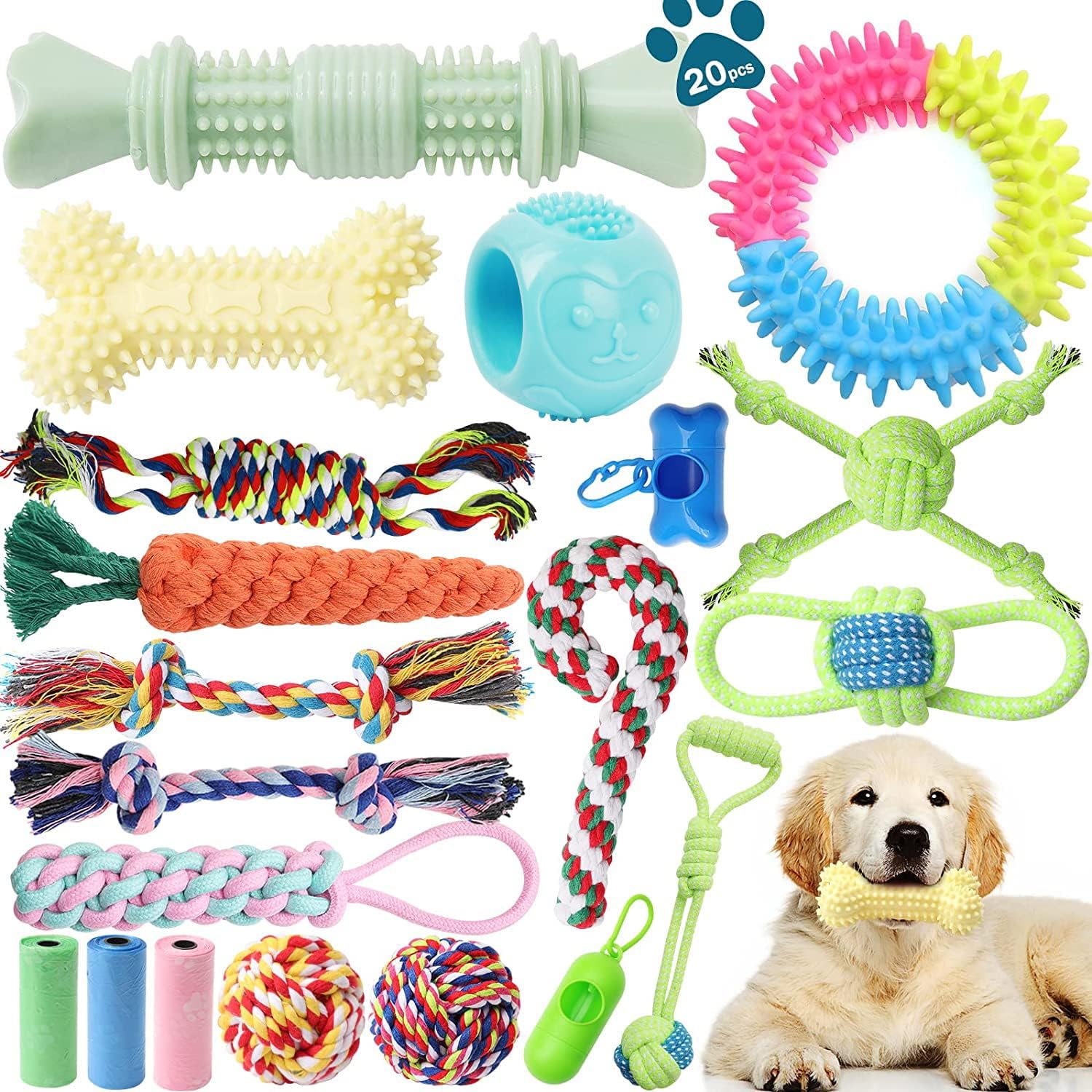Dog Chew Toys 20 Pack Indestructible Pet Interactive Tug of War Rope Toys Review