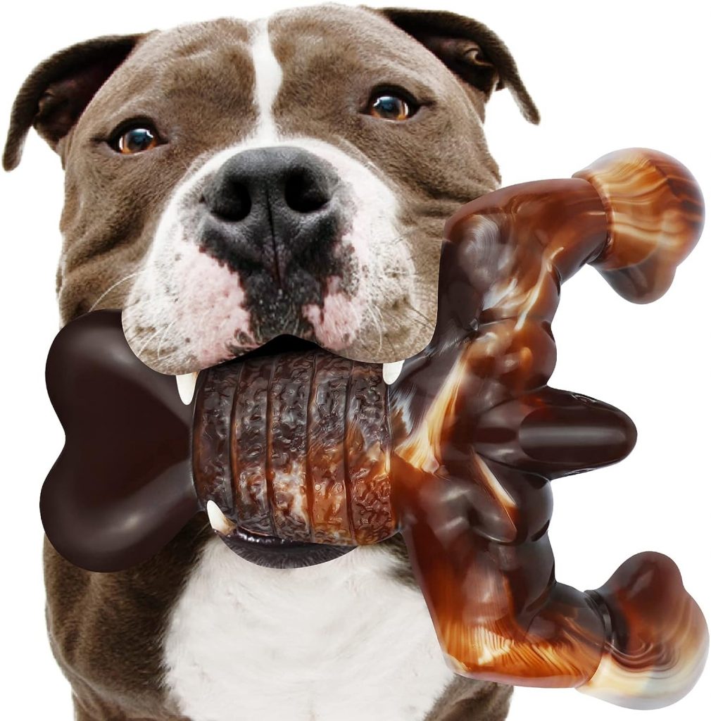 Dog Chew Toys for Aggressive Chewers Indestructible Dog Toys,Real Bacon Flavored,MOXIKIA Tough Dog Bone Chew Toy Durable Dog Toys for Medium/ Large breed Dogs, Best Extreme Chew Toys to Keep Them Busy