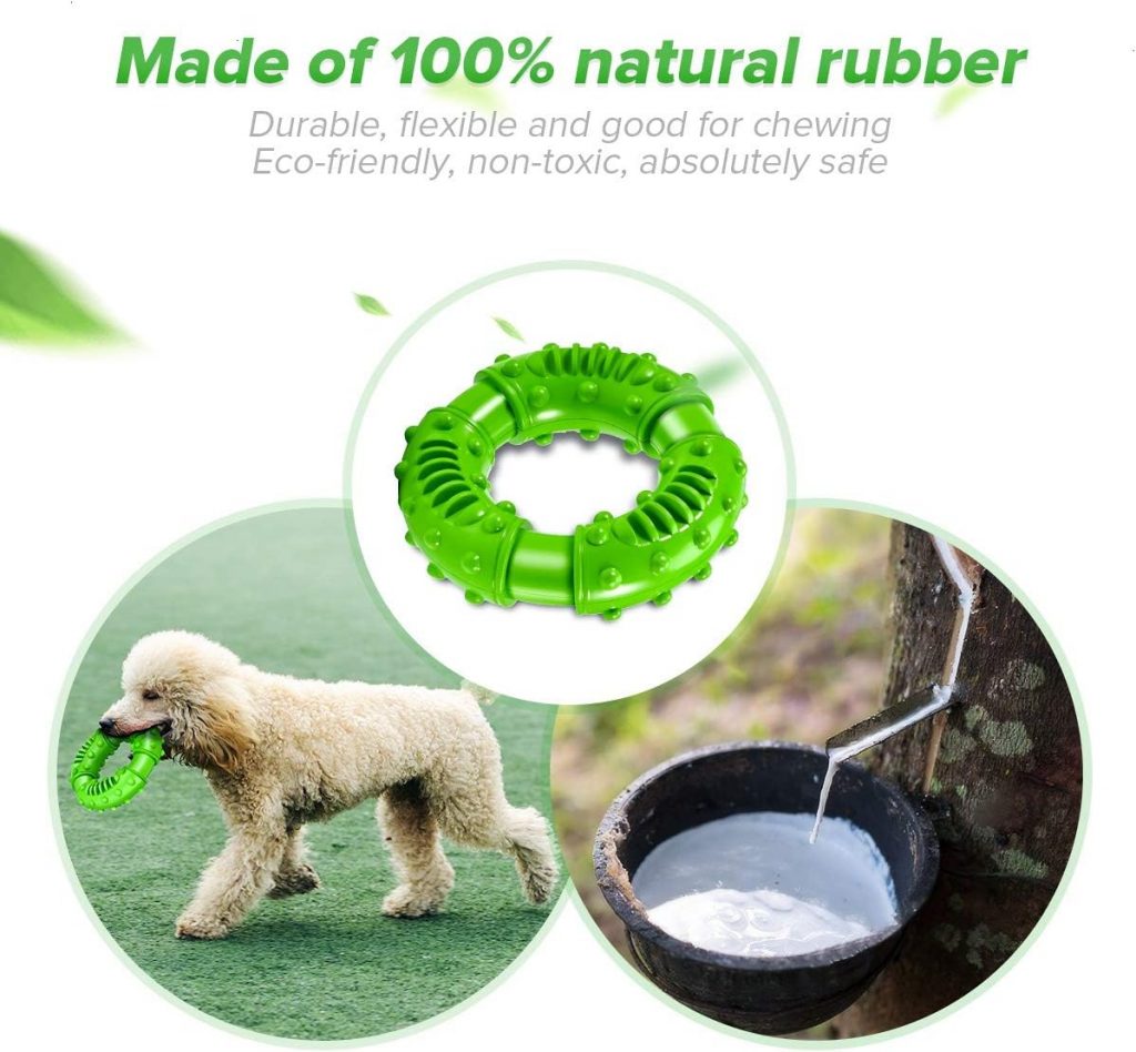 Feeko Dog Toys for Aggressive Chewers Large Breed, Non-Toxic Natural Rubber Long-Lasting Indestructible Dog Toys, Durable Puppy Chew Toy for Medium Large Dogs - Fun to Chew, Chase and Fetch (Green)