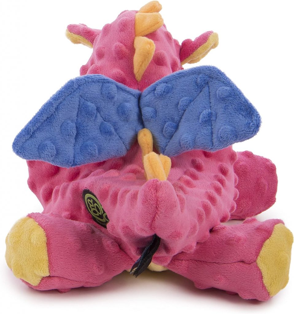goDog Bubble Plush Dragons Squeaky Dog Toy, Chew Guard Technology - Coral, Large
