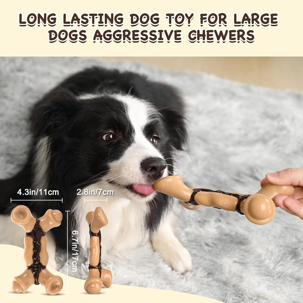 Indestructible Dog Chew Toys for Aggressive Chewers Large Breed,Dog Toys for Boredom and Stimulating,Nylon Dog Bones for Aggressive Chewers (Bacon)