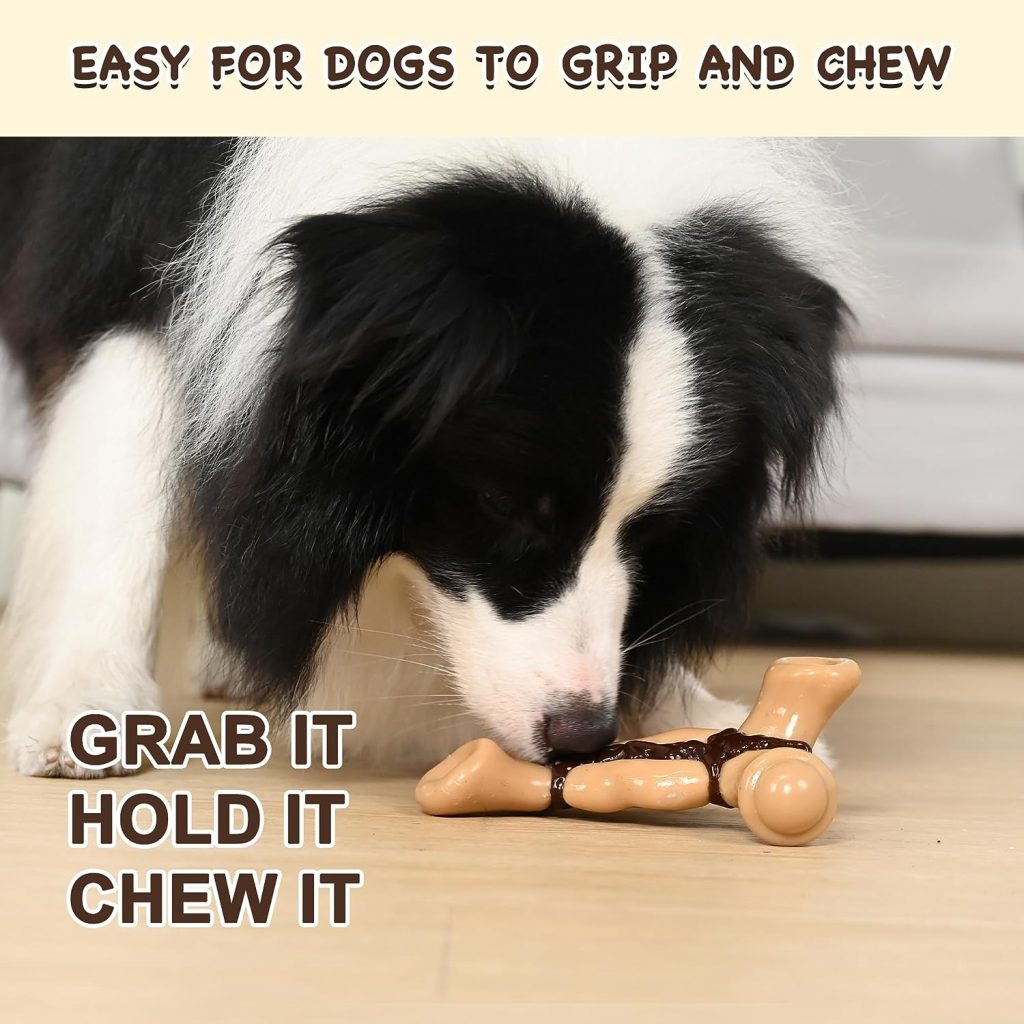 Indestructible Dog Chew Toys for Aggressive Chewers Large Breed,Dog Toys for Boredom and Stimulating,Nylon Dog Bones for Aggressive Chewers (Bacon)