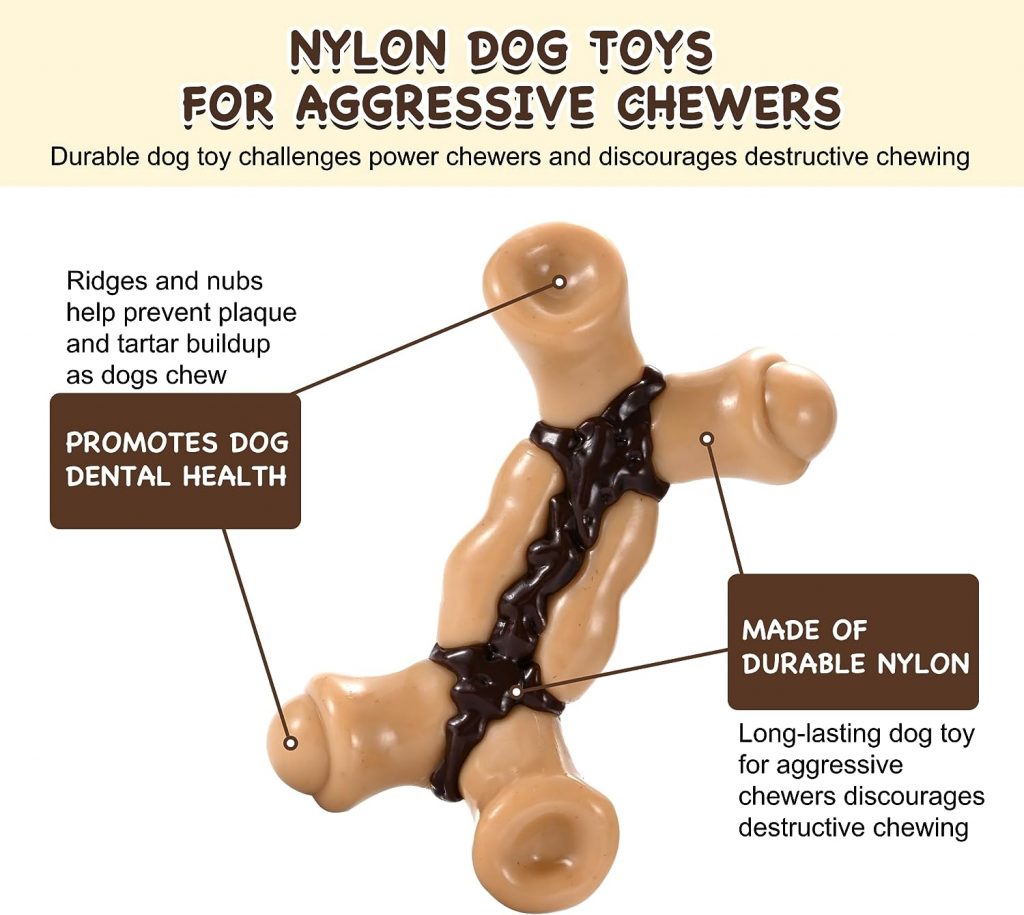 Indestructible Dog Chew Toys for Aggressive Chewers Large Breed,Dog Toys for Boredom and Stimulating,Nylon Dog Bones for Aggressive Chewers (Bacon)