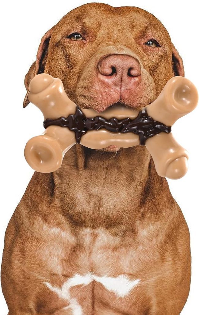 Indestructible Dog Chew Toys for Aggressive Chewers Large Breed,Dog Toys for Boredom and Stimulating,Nylon Dog Bones for Aggressive Chewers (Bacon)