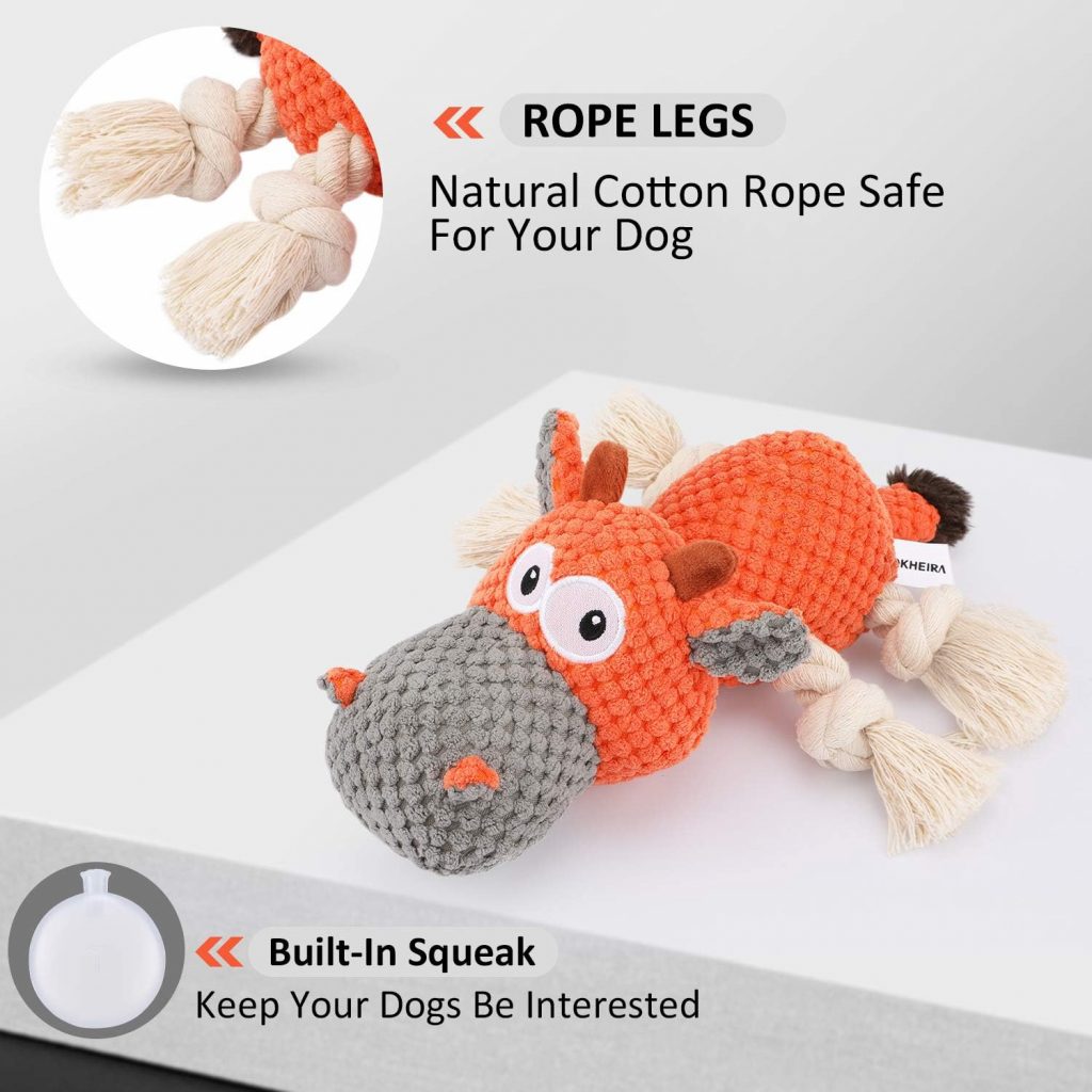 IOKHEIRA Dog Plush Toy for Large Aggressive Chewers, Indestructible Dog Squeaky Toys, Stuffed Animals Toys with Cotton Material and Crinkle Paper, Durable Chewing Toys
