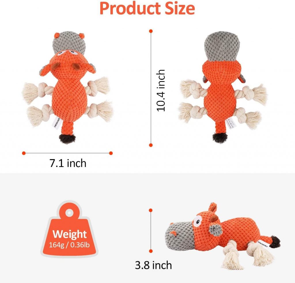 IOKHEIRA Dog Plush Toy for Large Aggressive Chewers, Indestructible Dog Squeaky Toys, Stuffed Animals Toys with Cotton Material and Crinkle Paper, Durable Chewing Toys