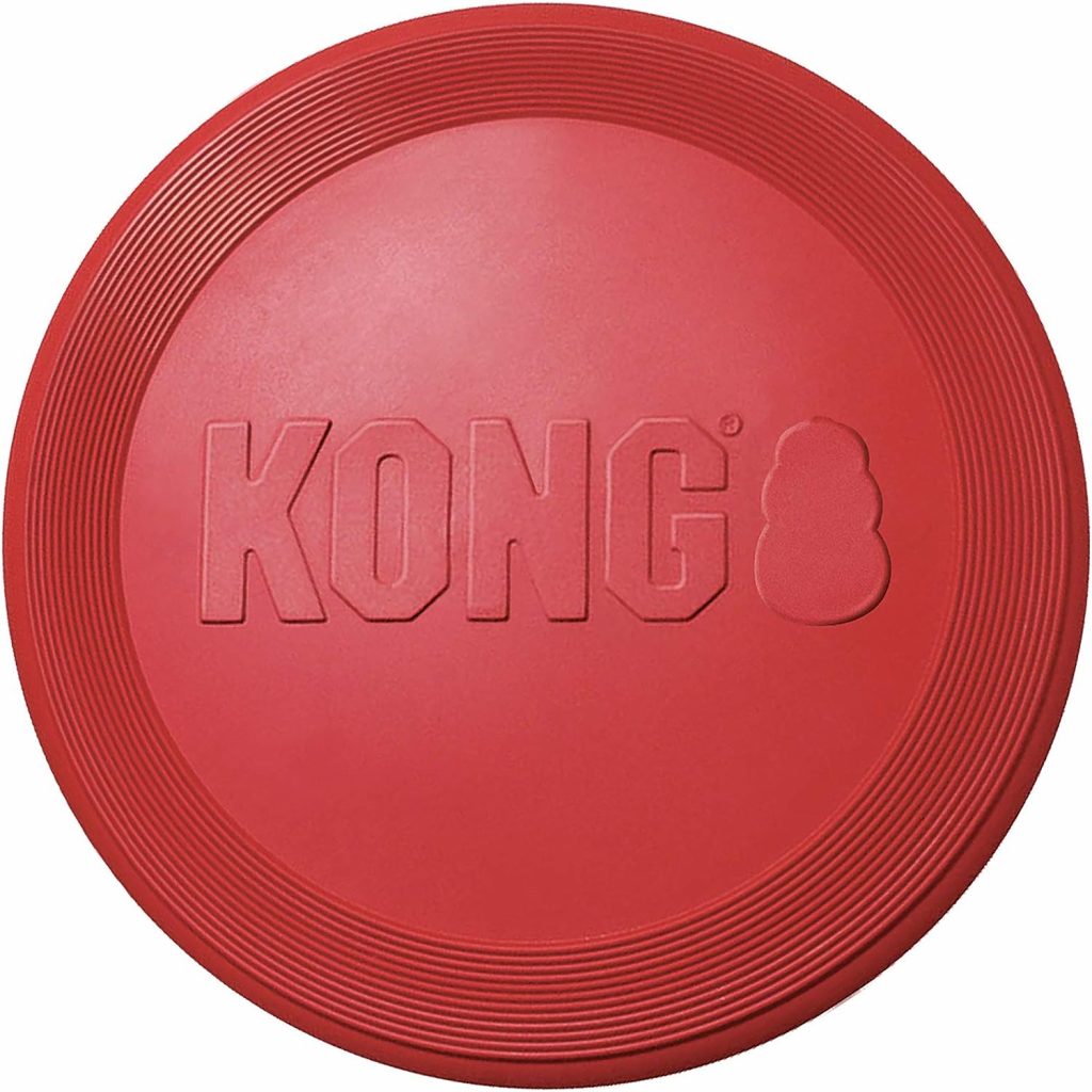 KONG Flyer - Tough Dog Toy for Aggressive Chewers - Durable Rubber Flying Disc Dog Toy - Outdoor Dog Toy for Fetch - Dog Chase Toy with Dynamic Rebound Features - Large Dogs