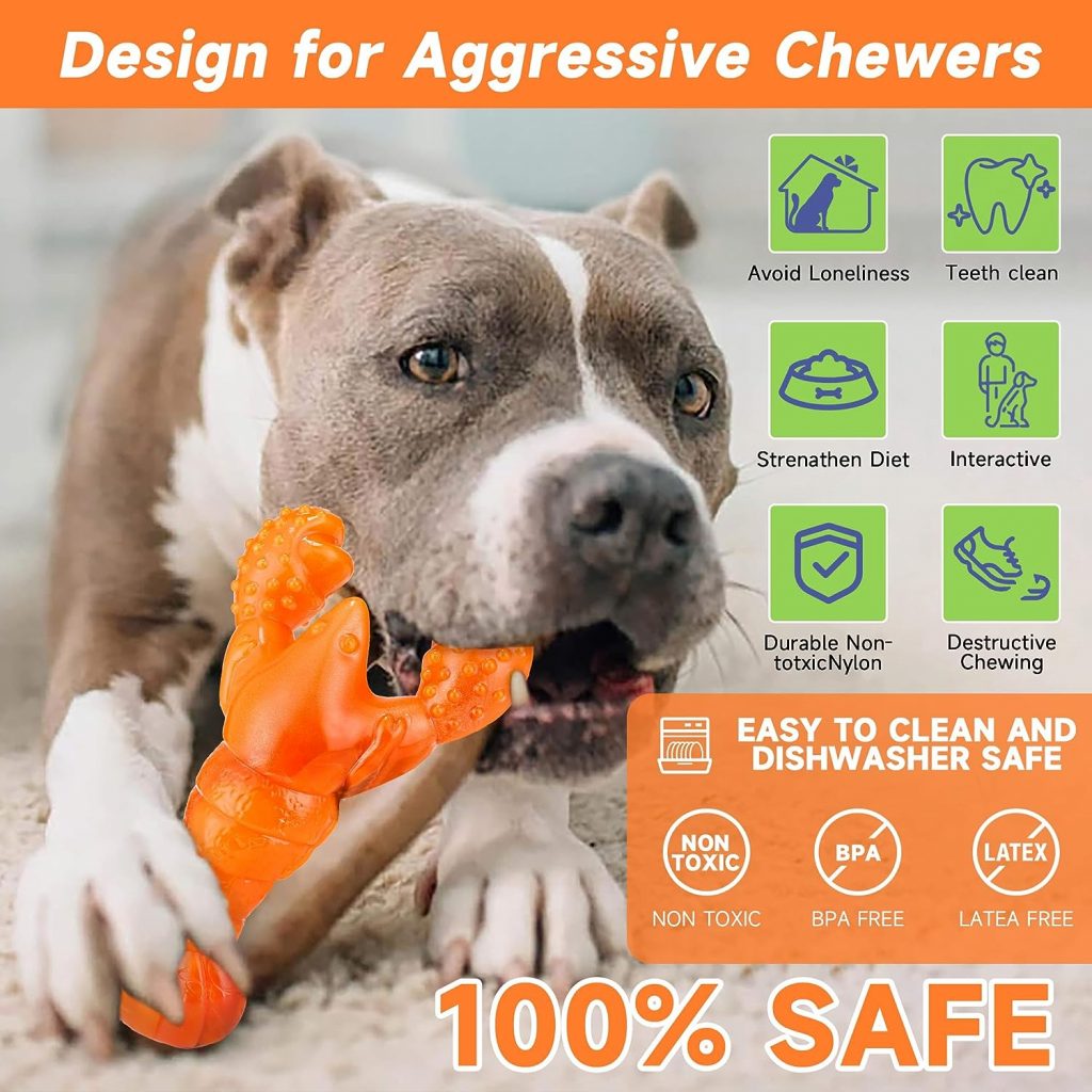 MMKPET Indestructible Dog Toys for Aggressive Chewers Tough Dog Toys for Large Dogs Durable Dog Chew Toys for Teething Heavy Duty Dog Bones for Medium Breed