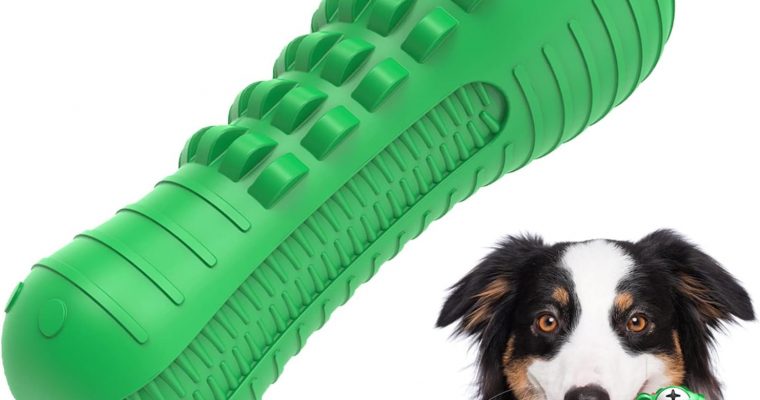 NOUGAT Tough Dog Toys for Aggressive Chewers, Squeaky Dog Chew Toy Natural Rubber Milk Flavor for Medium Large Dogs (Green, Crocodile) Review