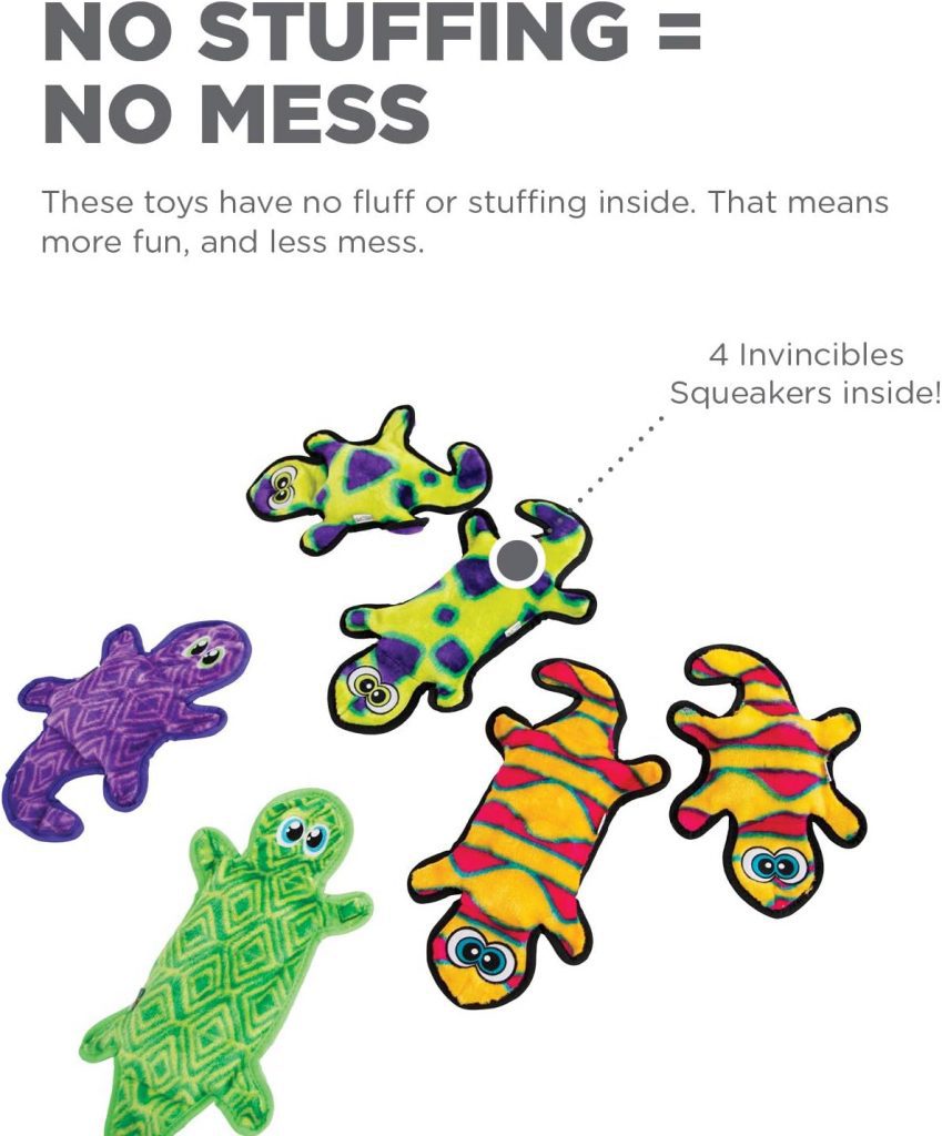 Outward Hound Invincibles Green Gecko Plush Dog Toy, Large