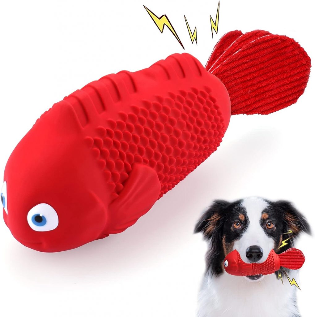 Tough Squeaky Dog Toys for Aggressive Chewers Large Breed, Dog Chew Toys, Super Chewer Dog Toys, Rubber Dog Toys for Large Dogs, Durable Dog Toys for Medium Dogs, Upgraded Indestructible Dog Toys