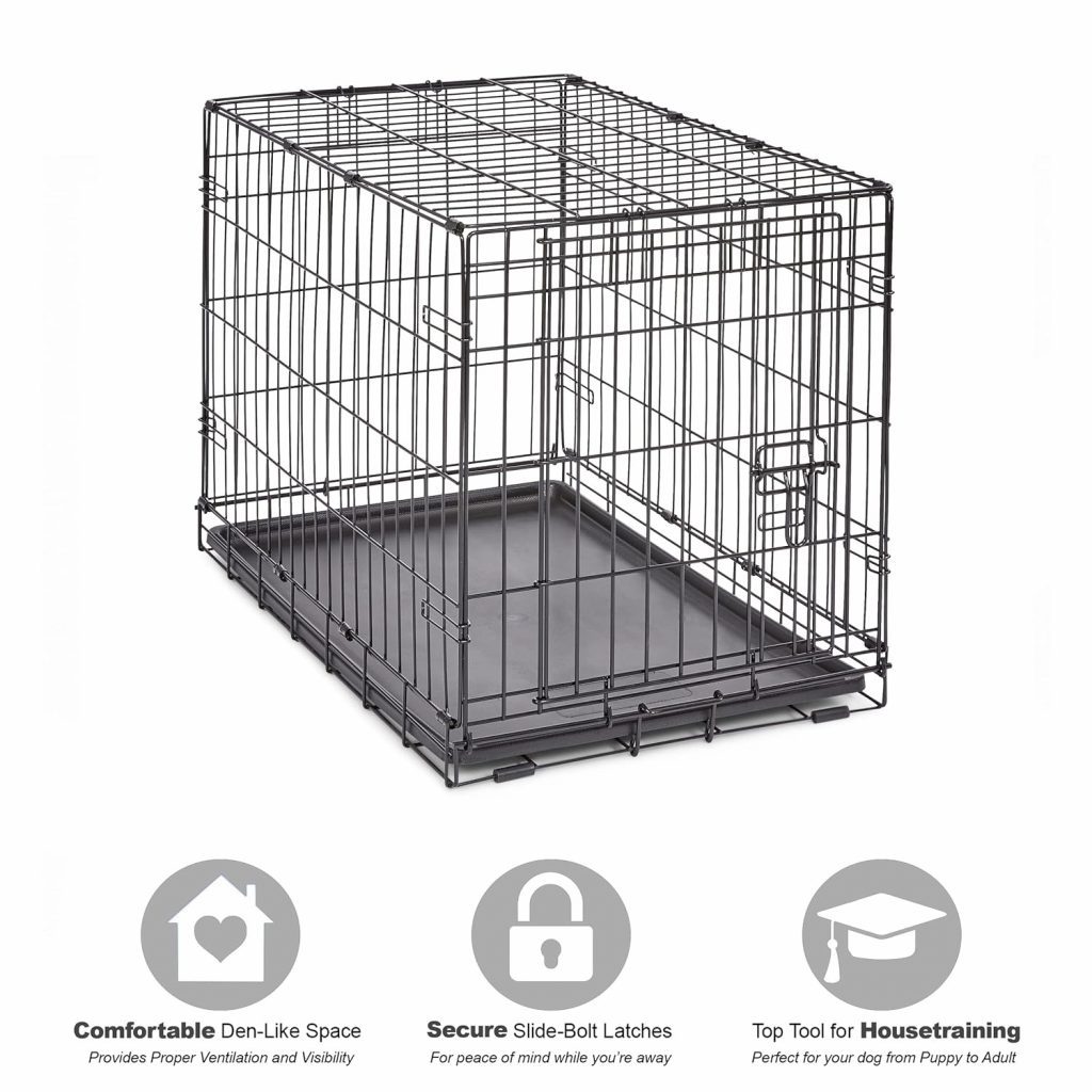 New World Newly Enhanced Single Door New World Dog Crate, Includes Leak-Proof Pan, Floor Protecting Feet, New Patented Features, 42 Inch